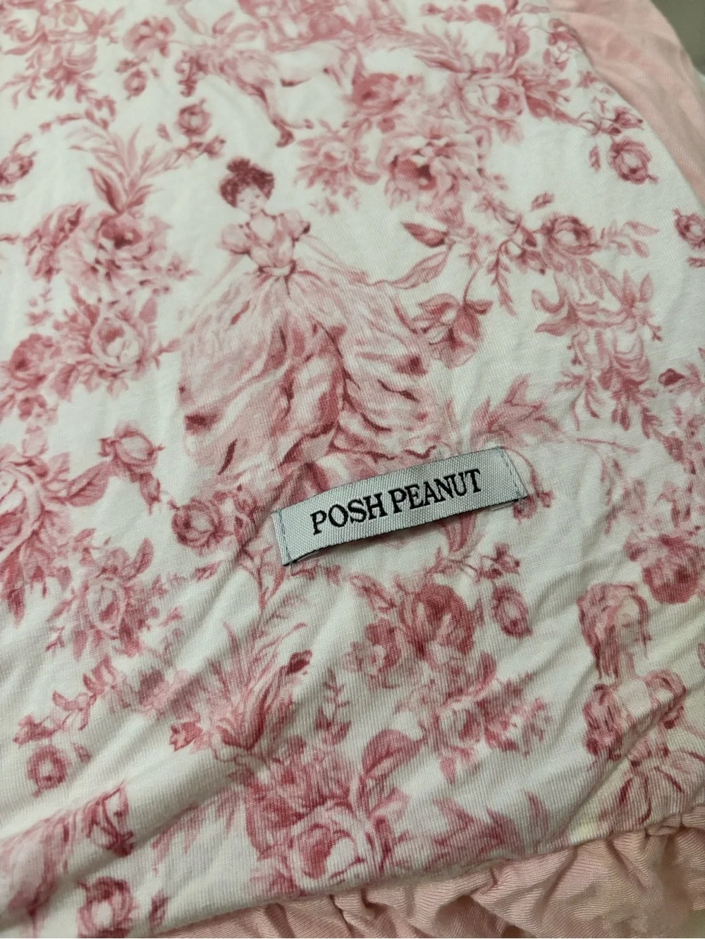 Posh Peanut Antoinette Luxe Blanket Pink White Floral Birds Princess Castle
